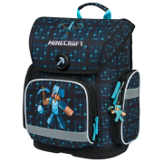 Školský batoh pre 1. stupeň Baagl Ergo čierna/modrá Minecraft Blue Axe