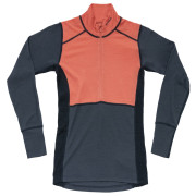 Dámske funkčné tričko Devold Lauparen Merino 190 Zip Neck Wmn modrá/oranžová CORAL/NIGHT/INK