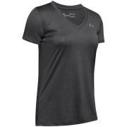 Dámske funkčné tričko Under Armour Tech SSV - Solid 2023 sivá Carbon Heather / / Metallic Silver