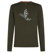 Pánske funkčné tričko Icebreaker Men Merino 200 Oasis LS Crewe SkiingYeti tmavozelená Dk Loden