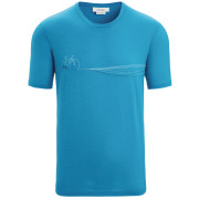 Pánske funkčné tričko Icebreaker Men Tech Lite II SS Tee Cadence Paths modrá Geo Blue