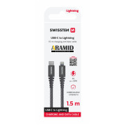 Nabíjací a dátový kábel Swissten Aramid Reinforced USB-C/Lightning 1,5 m