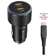 Adaptér Swissten Car Charger 2X USB-C PD, 50W + cabel USB-C / USB-C, 1 m