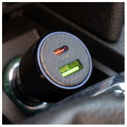 Adaptér Swissten Car Charger USB-C PD + USB-A, 63W + cabel USB-C / USB-C, 1 m