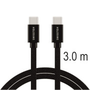 Nabíjací a dátový kábel Swissten Textile USB-C / USB-C 3 m