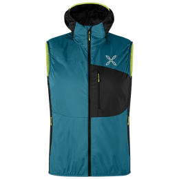 Pánska vesta Montura Traccia Octa Hooded Vest čierna/tyrkysová SteelBlue/SunnyLime