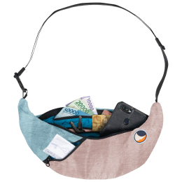 Ľadvinka Ticket To The Moon Upcycled Sling Bag ružová/modrá Peach / Cloud