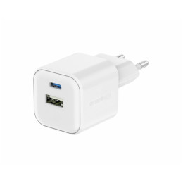 Nabíjačka Swissten TRAVEL CHARGER GaN 1x USB-C 35W PD + 1x USB-A 27W QC biela