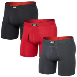 Boxerky Saxx Multi-Sport Mesh Boxer Brief Fly 3Pk čierna/červená sunset red/trblnce/fd blk