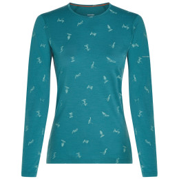 Dámske funkčné tričko Icebreaker Women Merino 200 Oasis LS Crewe Snow Day svetlomodrá Topaz/Hydro/Aop