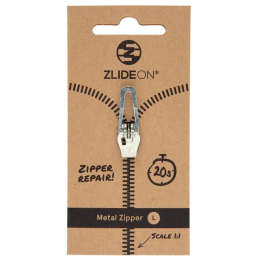 Náhradný zips ZlideOn Opravný jezdec pro kovové zipy - L strieborná silver