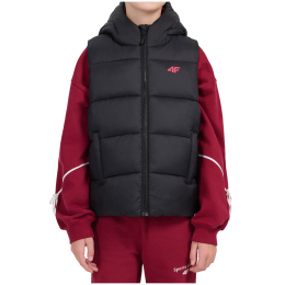 Detská vesta 4F Vest Jacket F370 Deep Black čierna/ružová Deep Black