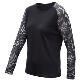 Dámské funkční triko s dlouhým rukávem Sensor Merino Blend Impress čierna/sivá černá/zebra