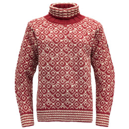 Rolák Devold Svalbard Wool High Neck červená HINDBERRY/OFFWHITE