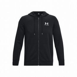 Pánska mikina Under Armour Essential Fleece FZ Hood čierna Black/White