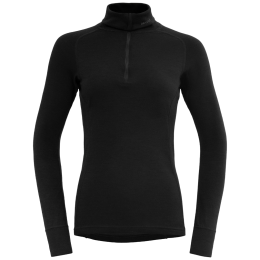 Dámske funkčné tričko Devold Duo Active Merino 205 Z.Neck čierna/sivá Black