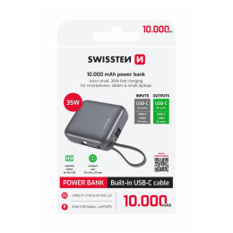 Powerbanka Swissten Space 10000 mAh, 35W USB-C strieborná stříbrná