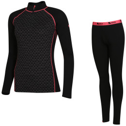 Dámsky funkčný set Zulu Merino 240 Zip Long čierna/ružová Black/Pink