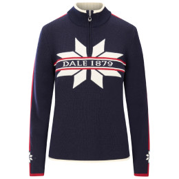 Dámsky sveter Dale of Norway Nåle Fem Sweater modrá/biela Navy Offwhite Red Rose