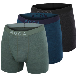 Pánske boxerky MOOA MerinoSilk 4in 3-pack mix1 black melange+lagoon blue melange+green melange