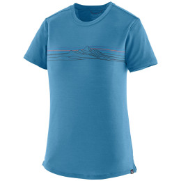 Dámske tričko Patagonia Women's Capilene Cool Merino Blend Graphic Shirt modrá Strata Stripe: Shore Blue