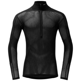 Pánske funkčné tričko Devold Wool Mesh Pro Zip Neck Man čierna Black