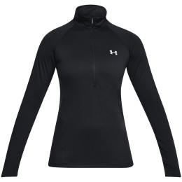 Dámske funkčné tričko Under Armour Tech 1/2 Zip - Solid čierna Black / Black / Metallic Silver