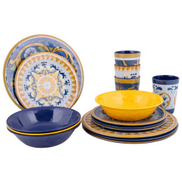 Riad Bo-Camp Tableware Sicilian 16pcs modrá/žltá