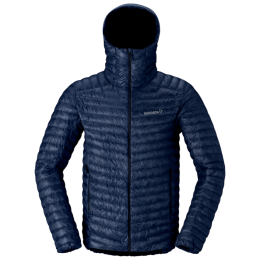 Pánska páperová bunda Norrona trollveggen down800 super light Hood tmavomodrá Indigo Night