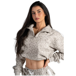Dámska mikina Nebbia Half-Zip Leopard Sweatshirt Primal béžová CREAM LEOPARD