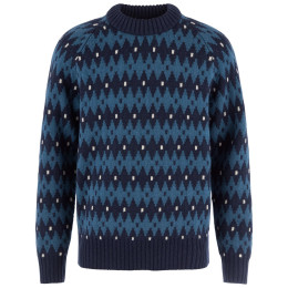 Pánsky sveter Fjällräven Övik Jacquard Knit M modrá Dark Navy-Indigo Blue