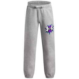 Detské nohavice Under Armour UA B Rival FLC Graphics Jgr Mod Gray Light Heather sivá/biela Mod Gray Light Heather / / White
