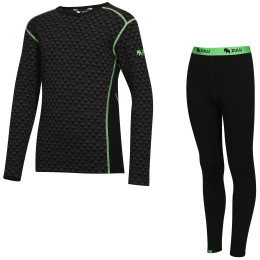 Detský funkčný set Zulu Merino 240 Long čierna/zelená Black/Green