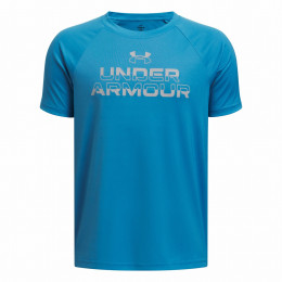Detské tričko Under Armour Tech Split Wordmark SS-BLU modrá Blue