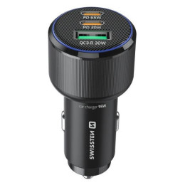 Adaptér Swissten Car Charger 2x USB-C PD + USB-A, 95 W + cabel USB-C / USB-C, 1 m