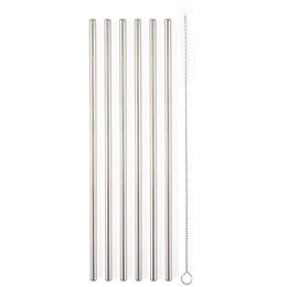 Slamky G21 BeEco Classic 6 ks rovná + kefka na čistenie strieborná