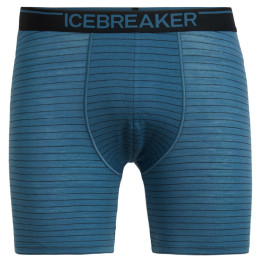 Pánske boxerky Icebreaker Mens Anatomica Long Boxers modrá Thunder/Black/Stripe