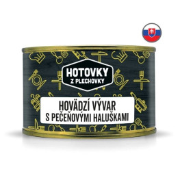 Polievka Hotovky z plechovky Hovädzí vývar s pečeňovými knedličkami 400ml