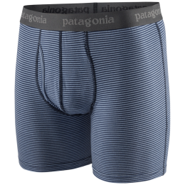 Pánske boxerky Patagonia M's Essential Boxer Briefs - 6 in. modrá/sivá Fathom Stripe: New Navy