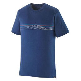 Pánske tričko Patagonia M's Cap Cool Merino Blend Graphic Shirt modrá Strata Stripe: Clement Blue