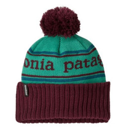 Detská čiapka Patagonia K's Powder Town Beanie zelená/hnedá Park Stripe: Solo Teal