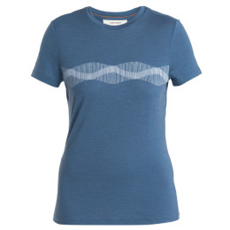 Dámske funkčné tričko Icebreaker Women Merino 150 Tech Lite III SS Tee Mountain Lines modrá