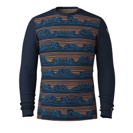 Pánske funkčné tričko Smartwool M Classic Thermal Merino Base Layer Crew hnedá/modrá DEEP NAVY GEO PEAKS