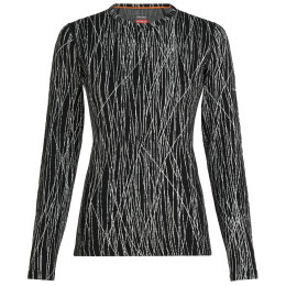 Dámske funkčné tričko Icebreaker Women Merino 260 Tech Vertex LS Crewe Delta Lines AOP čierna/biela Black/Snow/J