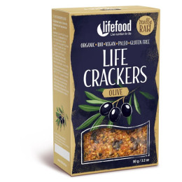 Krekry Lifefood LIFE CRACKERS Olivové RAW BIO 90 g hnedá