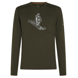 Pánske funkčné tričko Icebreaker Men Merino 200 Oasis LS Crewe SkiingYeti tmavozelená Dk Loden