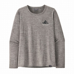 Dámske tričko Patagonia W's L/S Cap Cool Daily Graphic Shirt - Lands sivá Chouinard Crest: Feather Grey