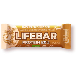 Tyčinka Lifefood Organic Lifebar Protein Vanilla Nuts RAW 47 g