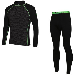 Pánsky funkčný set Zulu Merino 240 Zip Long čierna/zelená Black/Green