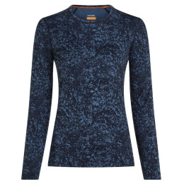 Dámske funkčné tričko Icebreaker Women M 200 Oasis LS Crewe Moss BloomAOP modrá/čierna Midnvy/Dawn/Aop